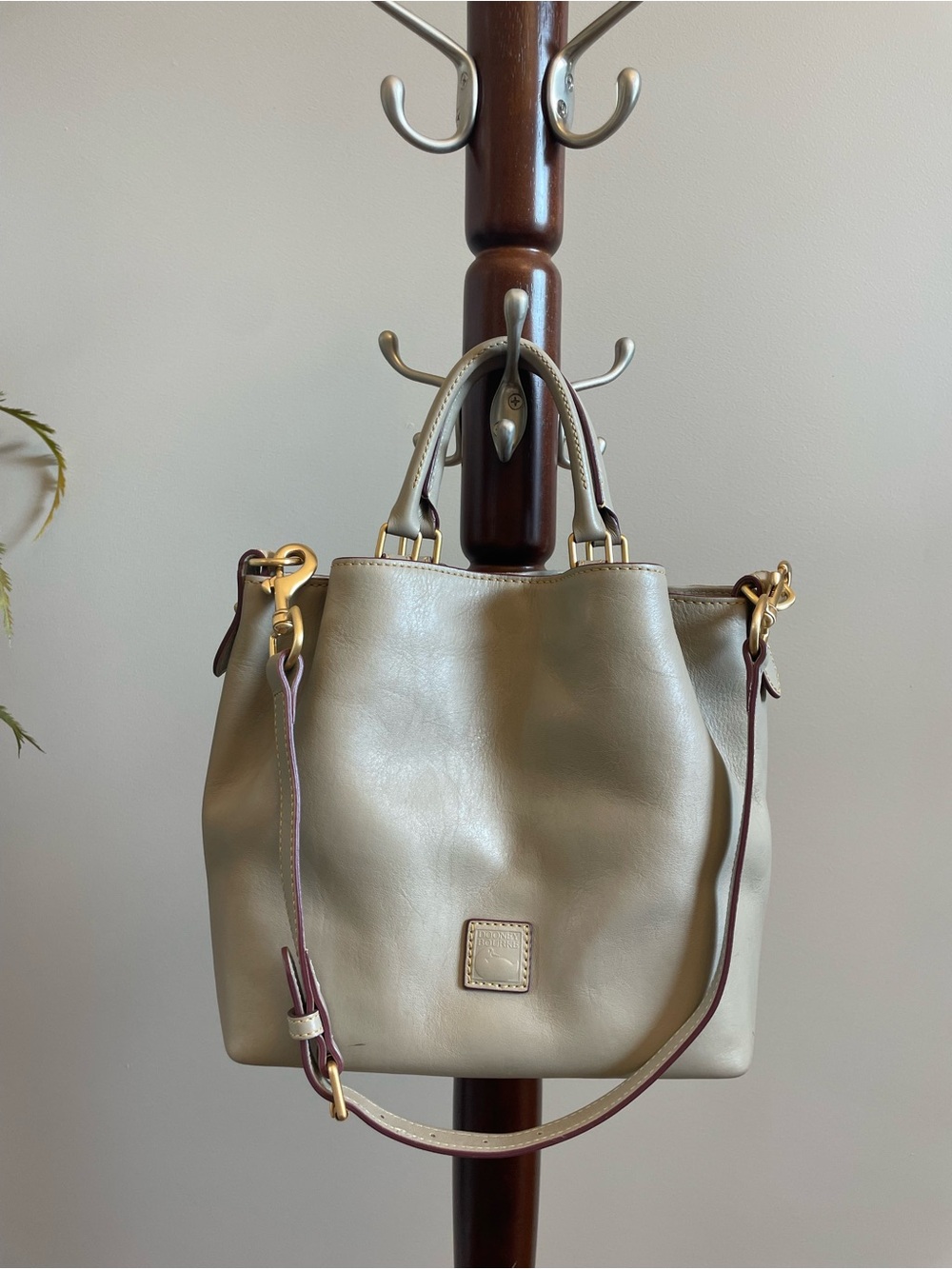 Dooney & Bourke Small Barlow Leather Shoulder Tote Taupe with Gold Hardware